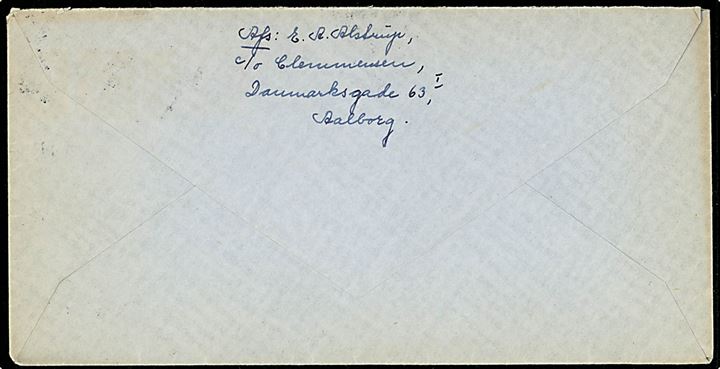 10 øre Bølgelinie og 15 øre Fr. IX på brev annulleret København d. 24.7.1948 og sidestemplet Fra Aalborg til Hellerup.