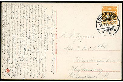 10 øre Bølgelinie på brevkort annulleret brotype Ic Gudhjem d. 24.7.1935 til København.