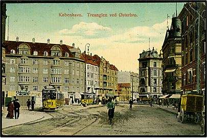 Købh., Trianglen på Østerbro med sporvogne. W. & Co. Berlin no. 421.
