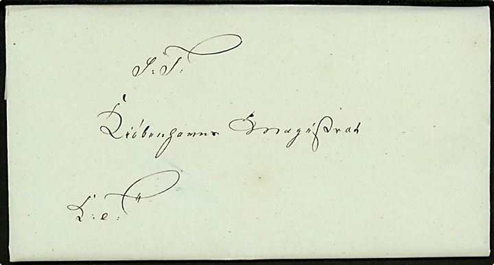 1834. Tjenestebrev med fuldt indhold dateret d. 12.6.1834 til Kjøbenhavn. På bagsiden laksegl Bornholms Amts Segl.