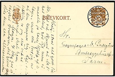 10 øre helsagsbrevkort (fabr. 105-H) annulleret med brotype Ic Uglev d. 26.1.1933 til Tarm.