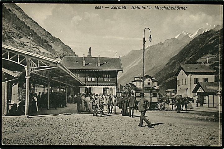 Schweiz, Zermatt, jernbanestation. B. & Co. no. 6681.
