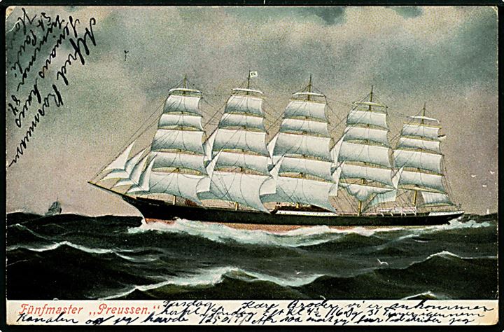 Preussen, 5-mastet sejlskib. M. Glückstadt & Münden no. 16318.