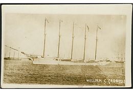 William C. Carnegie, amerikansk 5-mastet skonnert. Fotokort u/no.