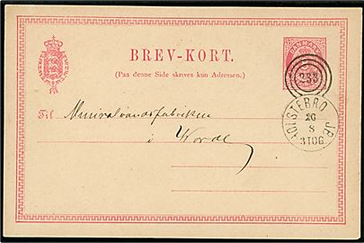 8 øre helsagsbrevkort annulleret med kombineret nr.stempel 233/Holstebro JB d. 26.8.1880 til Varde.