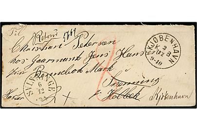 Portobrev med lapidar Kjøbenhavn KB d. 3.12.187x til Bennebo Mark, Svinninge pr. Holbæk. Returneret som modtagelse nægtet med antiqua Svinninge d. 6.12.187x.