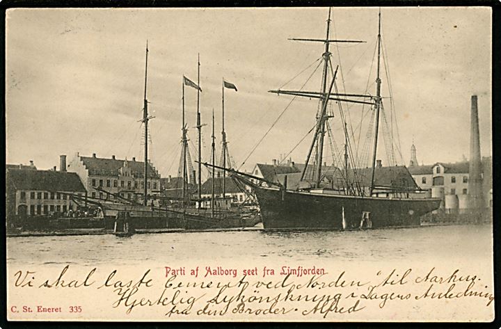 Aalborg set fra Limfjorden. Stenders no. 335.