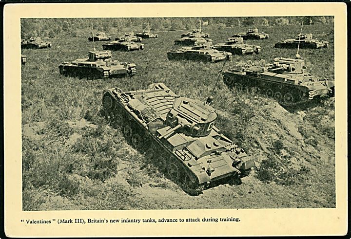 Britiske Valentines (Mark III) kampvogne under træning. U/no.