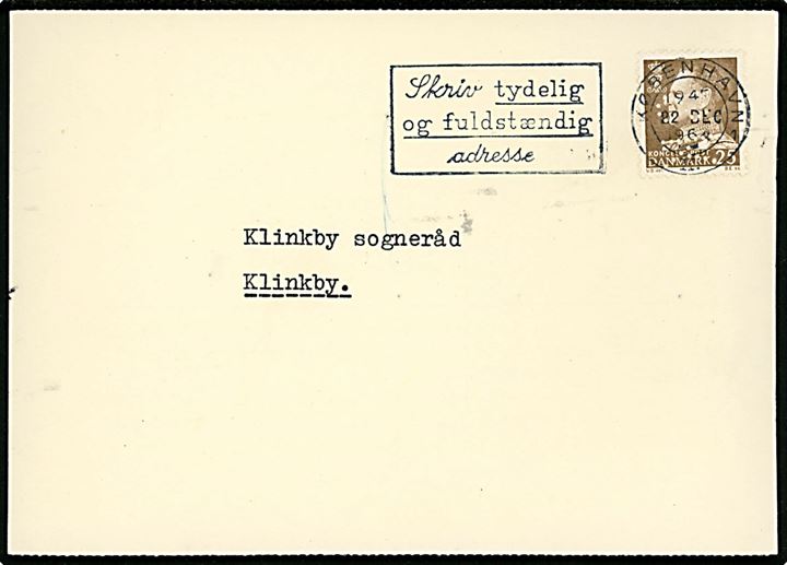 25 øre Fr. IX med perfin SK på brevkort fra Landbrugsministeriets Korn- og Licenskontor i København d. 22.12.1964 til Klinkby.
