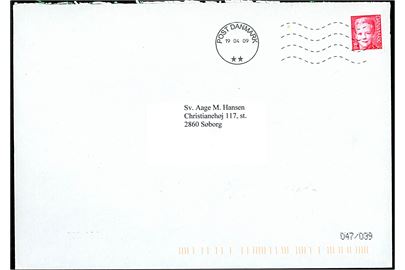 5,50 kr. Margrethe på kuvert fra Rønne annulleret med stumt maskinstempel POST DANMARK ** d. 19.4.2009 til Søborg. Uklar om stemplet er benyttet i Rønne.