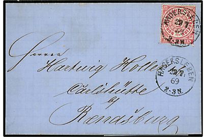 Norddeutscher Postbezirk 1 gr. single på brev annulleret med 1-ringsstempel Hadersleben d. 22.7.1869 til Carlshütte b. Rendsburg.