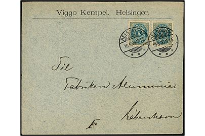 4 øre Tofarvet omv. rm. (2) på brev fra Helsingør d. 10.5.1896 til København.