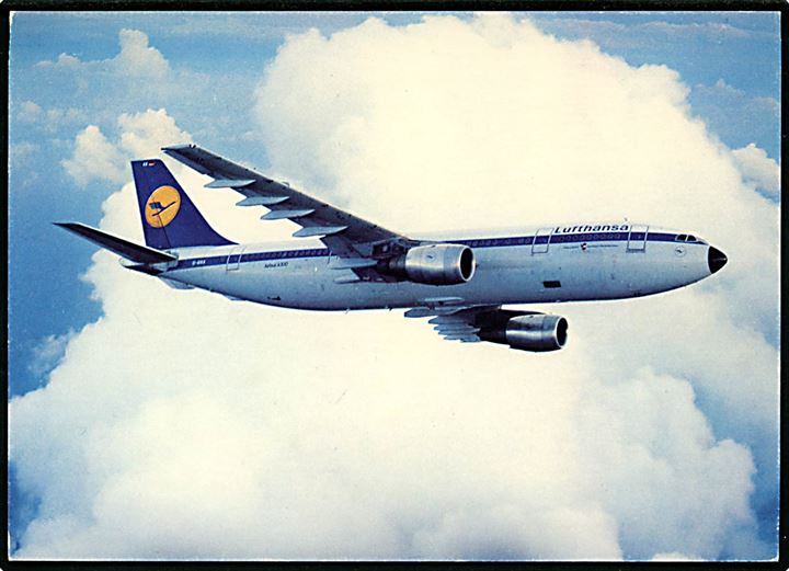 Airbus A300 fra Lufthansa. Reklamekort.
