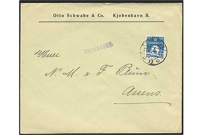 4 øre Bølgelinie single på tryksag fra Kjøbenhavn d. 21.12.1914 til Assens.