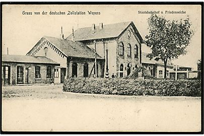 Vojens. Jernbanestationen og Den Tyske Toldstation. Glückstadt & Münden no. 28754.