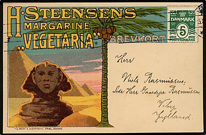 H. Steensens Margarine Vegetaria. Reklame-postkort. A/S Hagen & Sievertsens Etabl. U/no.