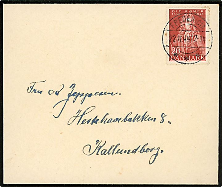 20 øre Rømer på brev annulleret Fredericia d. 22.11.1944 til Kalundborg.