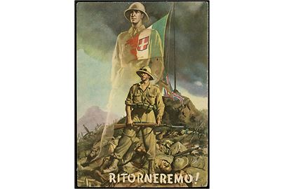 Italiensk propagandakort. Anvendt som ufrankeret feltpost i 1943.