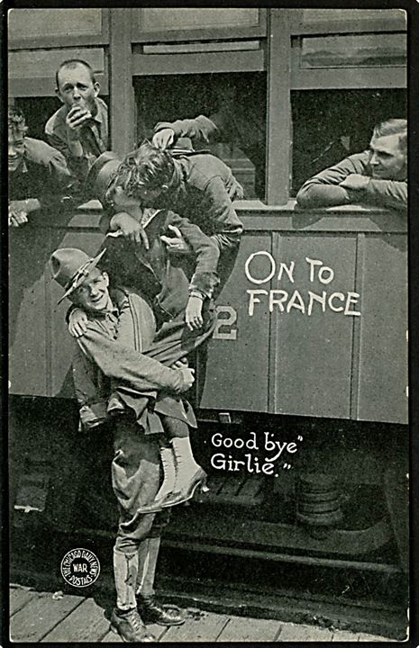 Amerikanske tropper afgår til Frankrig ca. 1917. The Chicago Daily News War Postals.