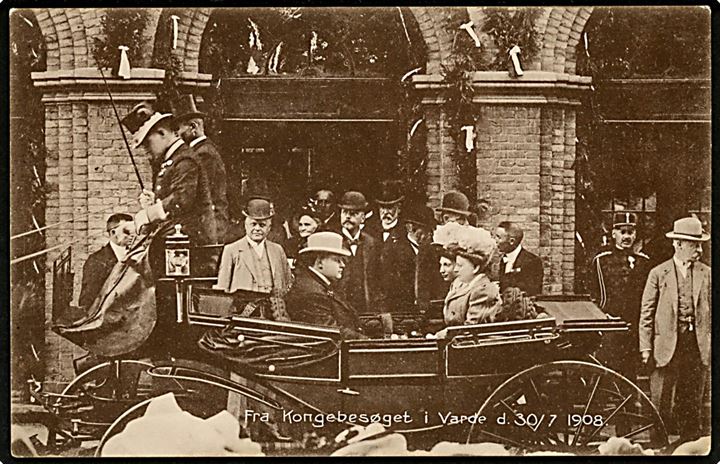Varde, Kongebesøget d. 30.7.1908 med I. C. Christensen i baggrunden. H. Kiertzner no. 15852 k.