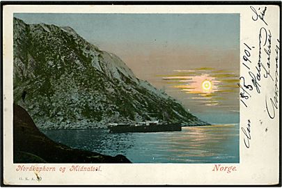 Nordkaphorn med midnatsol. G.K.A. no. 30. 