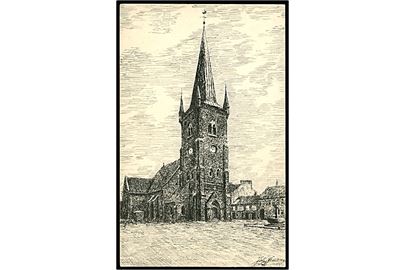 Vejle St. Nicolaj kirke, tegnet af John Jensen. Stenders no. 66743.