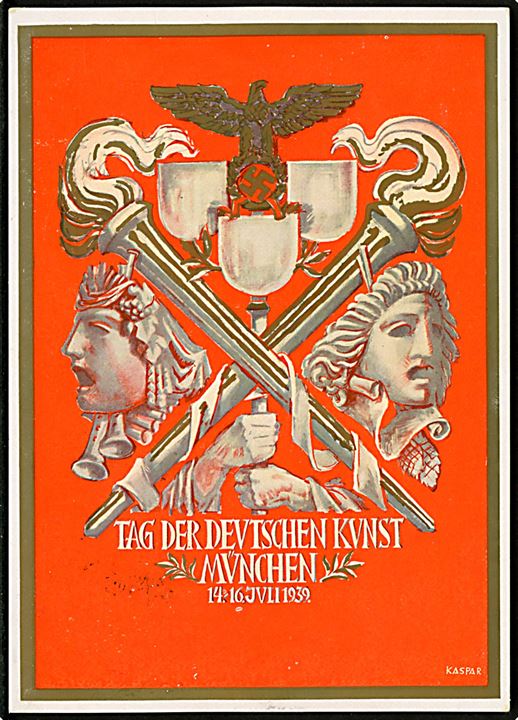 Tag der Deutschen Kunst München 14-16 Juli 1939. Officielt postkort frankeret med 6-19 pfg. udg. annulleret med særstempel.