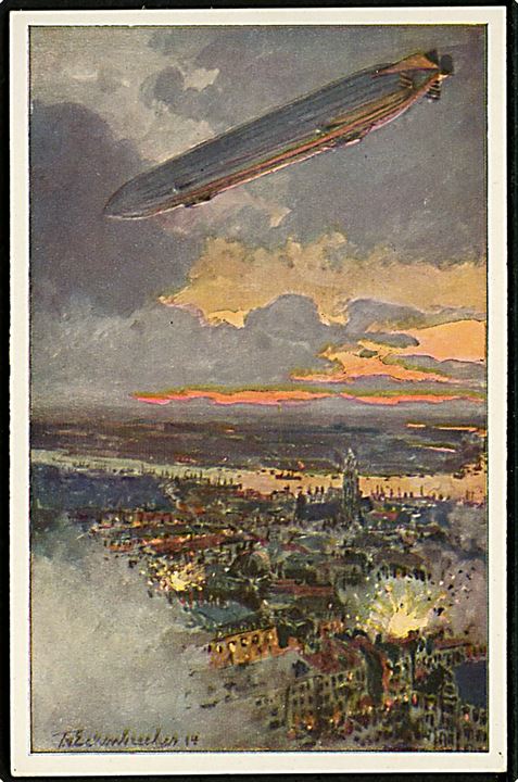 Themistokles von Eckenbrecher: Zeppelin over Antwerpen. 