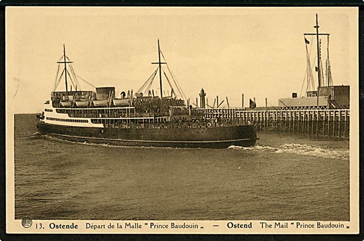 Prince Baudouin, færge afgår fra Ostende. No. 13.