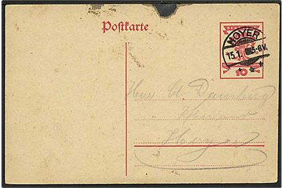 10 pfg. Weimar helsagsbrevkort sendt lokalt i Hoyer d. 15.1.1920. Interessant anvendelse fra den provisoriske plebicite periode inden udgivelse af Slesvig udgaverne.