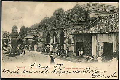 Ceylon, Colombo. Hindoo Tempel, Pettah. A.W.A. Platé & Co. no. 5. 
