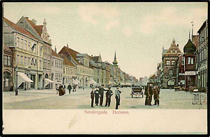 Horsens, Søndergade. Ed. F. Ph. & Co. no. 4428. Sendt ufrankeret fra Horsens d. 24.5.1908 til Frederikssund.