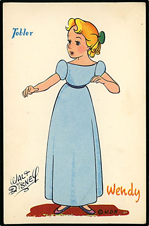 Walt Disney. Wendy fra Peter Pan. Fransk reklame for Tobler chokolade. Georges Lang, Paris u/no.