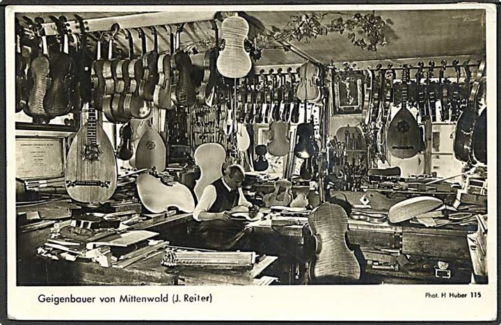 Violinbygger J. Reiter fra Mittenwald, Tyskland. H. Huber no. 115.