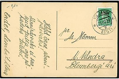 5 s. Päts på brevkort fra Viljandi d. 25.3.1939 til Vändra.