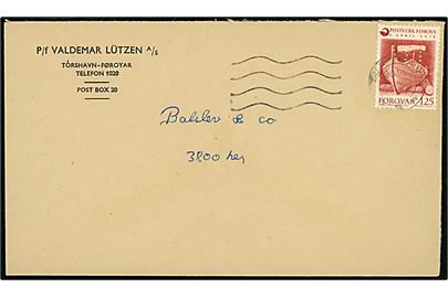 1,25 kr. Selvstændigt Postvæsen med perfin V.L. på lokal firmakuvert fra P/f Valdemar Lützen A/S i Tórshavn d. 6.4.1976.