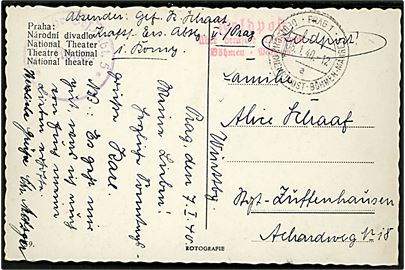 Ufrankeret feltpostkort med liniestempel Feldpost über Deutsche Dienstpost Böhmen-Mähren og stemplet Prag  * Deutsche Dienstpost - Böhmen-Mähren * d. 8.1.1940 til Tyskland. Briefstempel fra Kraftfahr-Erz-Abt. 5 / 1. Komp.