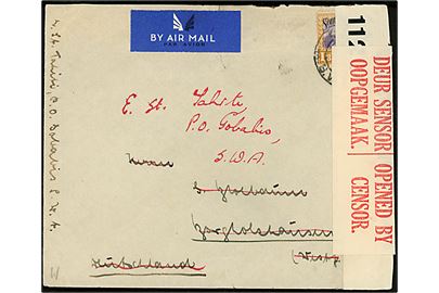 1/3 sh. single på luftpostbrev fra Gobabis ca. 1939 til Tyskland returneret på grund af krigsudbrud og åbnet af både britisk PC66/1129 og sydafrikansk censur