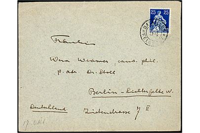 25 c. på frankeret feltpostbrev med indhold dateret d. 17.10.1915 annulleret BATAILLON 54 * FELDPOST* til Berlin, Tyskland. 