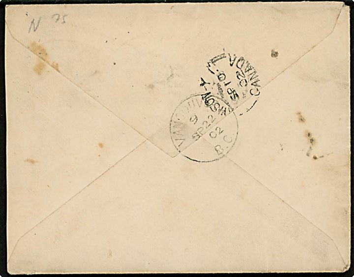 2 c. Victoria i vandret 3-stribe på brev annulleret BONANZA YUKON d. 9.9.1902 via Dawson Y.T. Canada d. 10.9.1902 og Vancouver d. 22.9.1902 til Örnäs Ör, Sverige. Interessant brev fra Guldgraver område i Yukon.