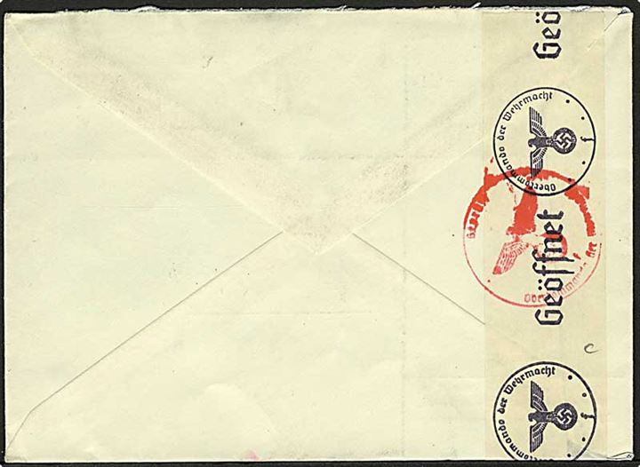 12½/c c. Provisorium på brev fra s/Gravenhage d. 12.6.1941 til København, Danmark. Åbnet af tysk censur.