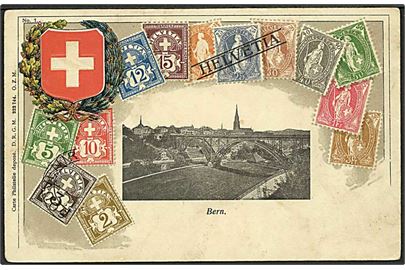 Frimærkekort fra Schweiz med motiv fra Bern. D.R.G.M. no. 222744.