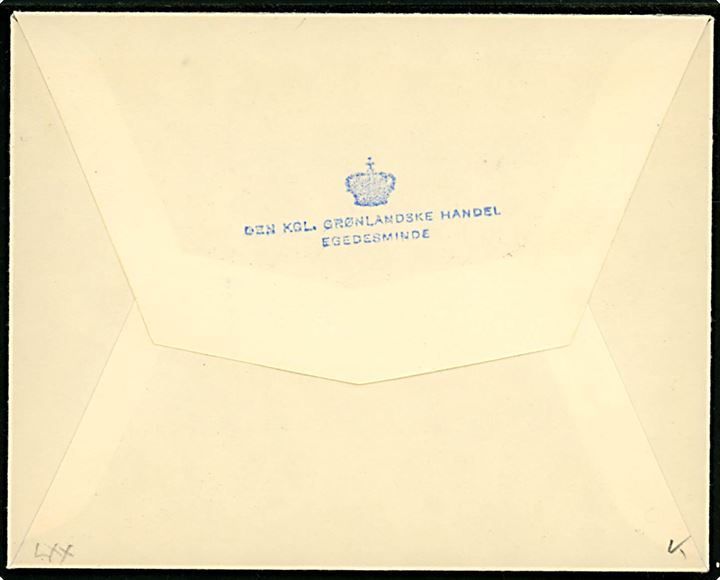 Ufrankeret portofrit indenrigsbrev med brotype stempel Egedesminde d. 24.5.1958 til Jakobshavn. På bagsiden KGH stempel fra Egedesminde.