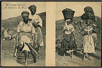 D.V.I., St. Thomas, The Coaling Girls. Lightbourn u/no. Frankeret med 10 bit Fr. VIII fra St. Thomas d. 6.7.1911 til Tyskland.