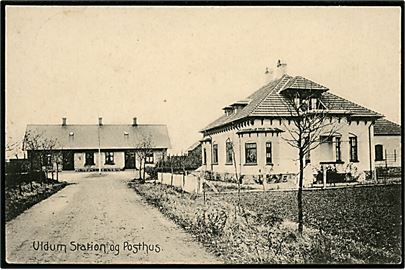 Uldum, jernbanestation og posthus. E. C. no. 15114