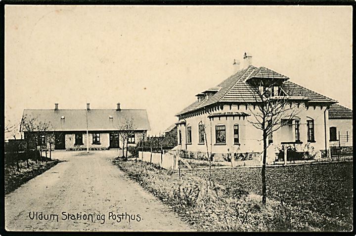 Uldum, jernbanestation og posthus. E. C. no. 15114