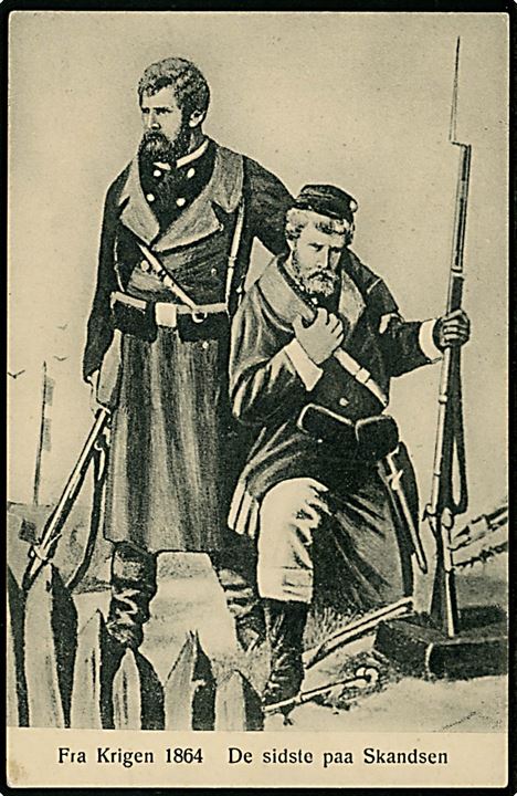 Krigen 1864. De sidste paa Skandsen efter fotograf  Peter Raun Fristrup's patriotiske fotografi. M. Frederiksen u/no.