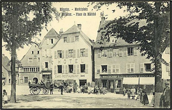 Hotel, café og restaurant paa Torvet i Münster, Tyskland. J. Manias no. 5.