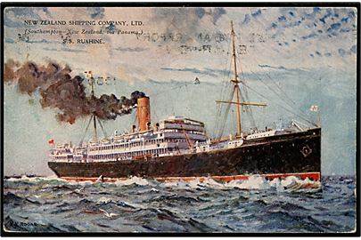 Ruahine, S/S, New Zealand Shipping Co. Anvendt fra Napier d. 5.1.1930 til England.