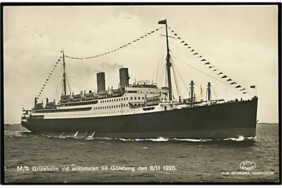 Gripsholm, S/S, Svensk Amerika Linie ved ankomst til Göteborg d. 8.11.1925.